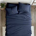 King Navy Blue 6-Piece Soft Wrinkle Resistant Microfiber/Polyester Sheet Set - Free Shipping 