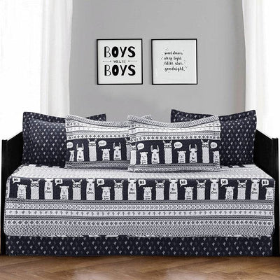 Navy White Stripes Llama Cactus Southwest 6 Piece Lightweight Daybed Cover Set - Free Shipping 