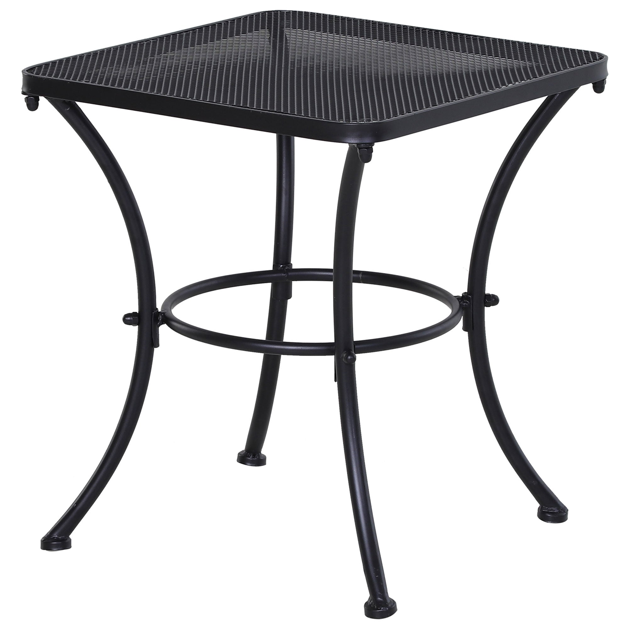 Outsunny 18"x18"x20" Square Metal Bistro Table, Stylish Outdoor Patio Coffee Side Desk, Weather-Resistant, Black 