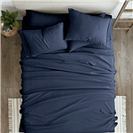 Twin Navy Blue 4-Piece Soft Wrinkle Resistant Microfiber/Polyester Sheet Set - Free Shipping