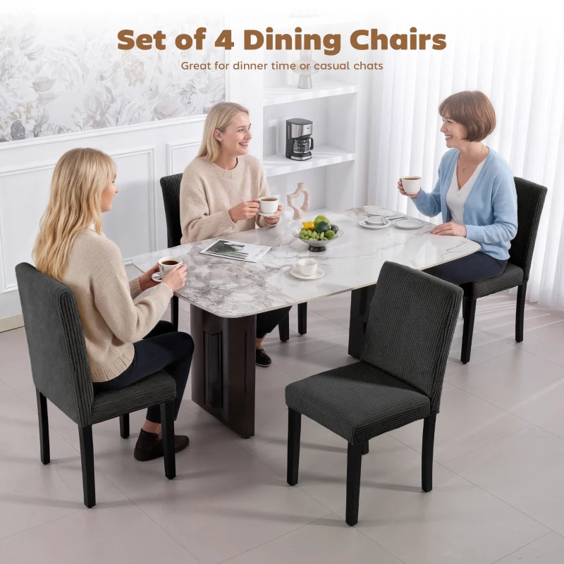 Modern Dining Chairs Set of 4, Kitchen Chairs with Rubberwood Legs and Padded Seat, Black