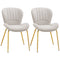 HOMCOM Dining Chairs Set of 2 Modern Accent Linen Upholstered with Cushioned Backrest Cream White for Kitchen