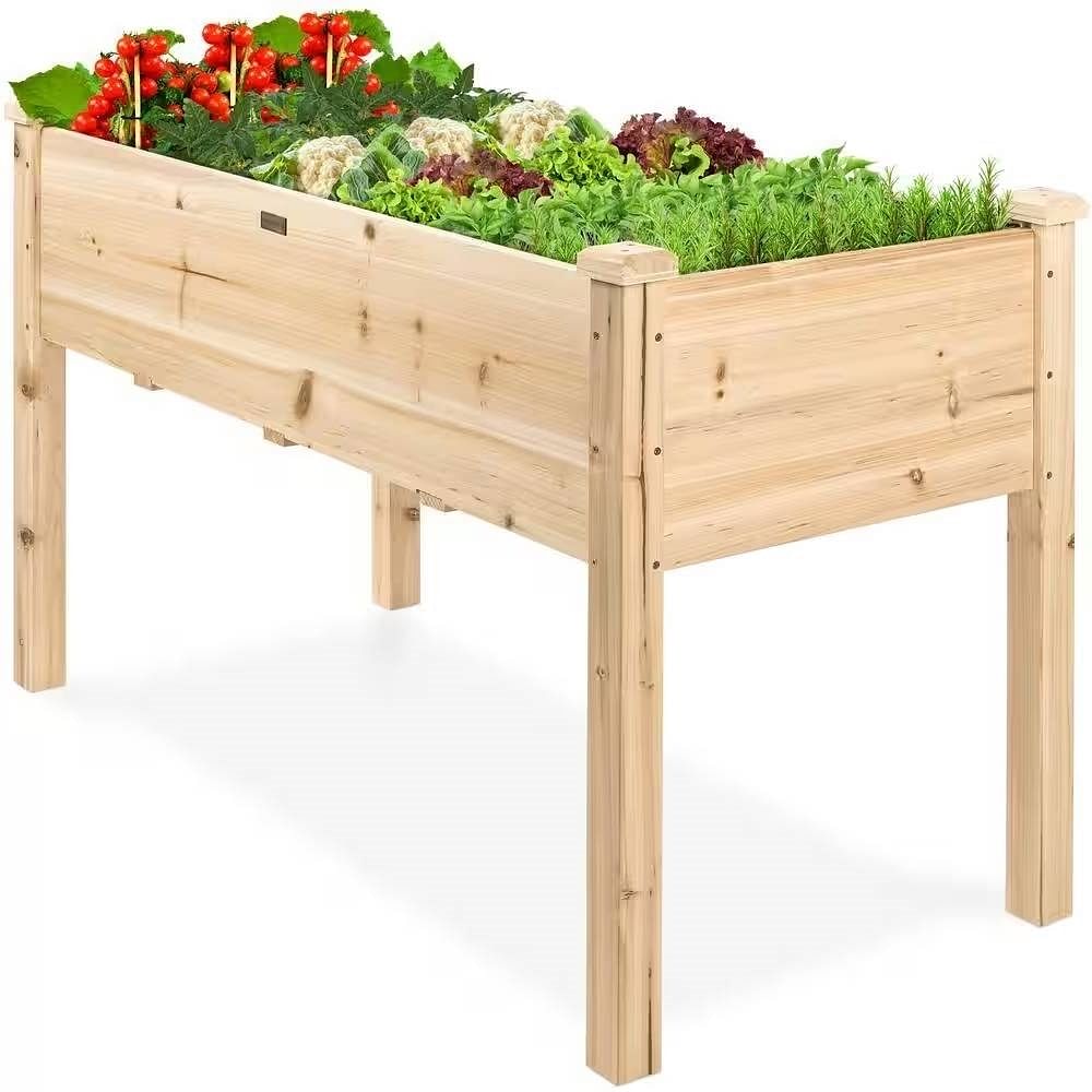 Outdoor 4-ft x 2-ft Fir Wood Raised Garden Bed Planter Box - Free Shipping 