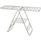 Clothes Drying Rack, 2-Tier Stainless Steel Foldable Laundry Rack with Adjustable Wings and Shoe Holders, Silver