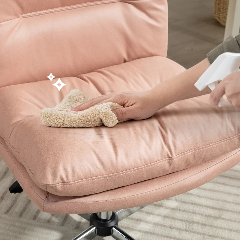 Armless Office Chair, Criss Cross Chair with Adjustable Height & Tilt Function for Home Office, Study, Pink