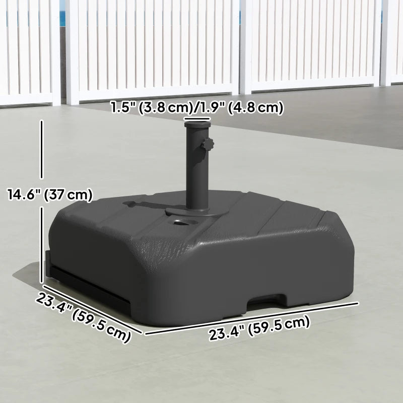 Patio Umbrella Base with Wheels, Telescopic Handle, 158 lb Sand/99 lb Water Filled Outdoor Patio Umbrella Stand, Black