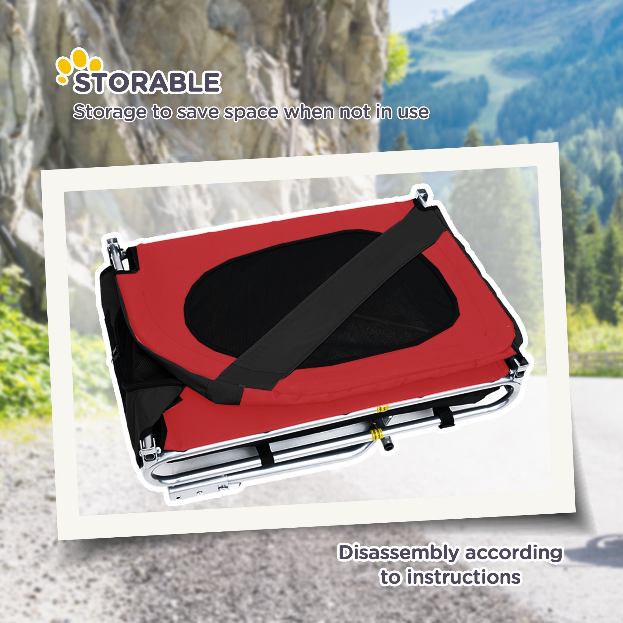 Aosom Dog Bike Trailer Foldable Pet Cart Bicycle Wagon Cargo Carrier Attachment for Travel with Safety Anchor Red 