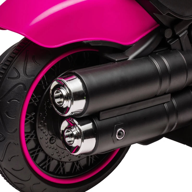 Aosom 6V Kids Motorcycle with Training Wheels, Foot Pedal, Headlight, Music, Forward/Reverse, Single-Button Start, Pink
