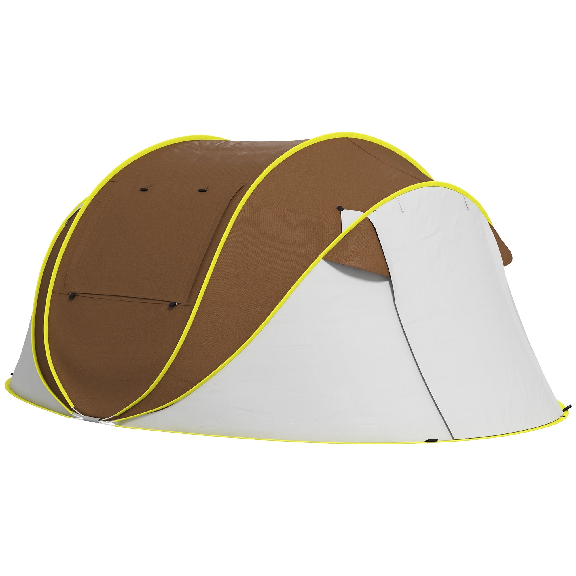 Outsunny Waterproof Pop Up Camping Tent 2 Porch Carry Bag for 2-3 People Outdoor Adventure Brown 