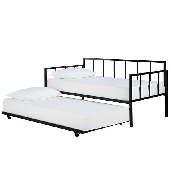 Twin size Heavy Duty Metal Daybed with Roll-Out Trundle Bed - Free Shipping 