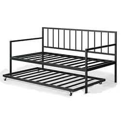 Twin size Heavy Duty Metal Daybed with Roll-Out Trundle Bed - Free Shipping 