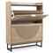 Slim Shoe Storage Cabinet with 2 Flip Drawers, Adjustable Shelves & Faux Rattan Doors