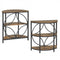 Narrow Side Table with Study Metal Frame and Storage Shelves-Rustic Brown