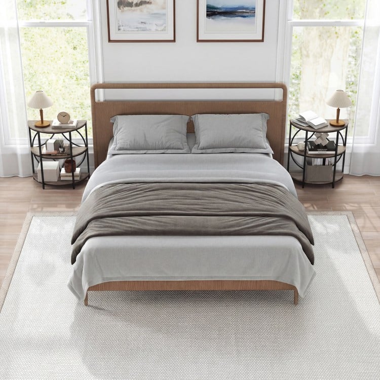 Narrow Side Table with Study Metal Frame and Storage Shelves-Gray