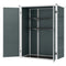 Outdoor 4.4' x 2.3' Plastic Storage Shed with Lockable Doors and Foldable Shelves, Wood-Effect Garden Shed, Grey