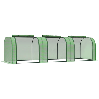 Outsunny Compact Greenhouse Haven: Mini Tunnel Greenhouse w/ PE Cover, Steel Fram, Zipped Doors for Compact Garden Growing, Dark Green 