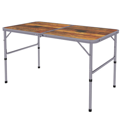 Outsunny Adjustable Height Outdoor Folding Picnic Table Portable Aluminum Frame for Camping BBQ Coffee 