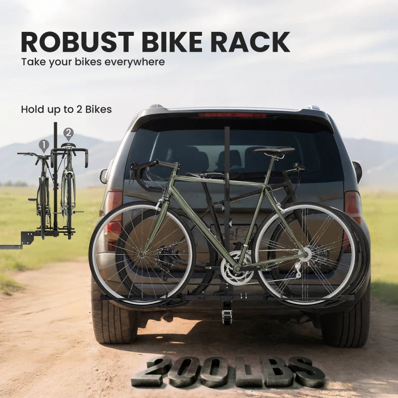 Hitch Bike Rack for Car, 200 lbs 2 Bike Rack with Platform Style, Safety Strap for 2" Receiver, Black