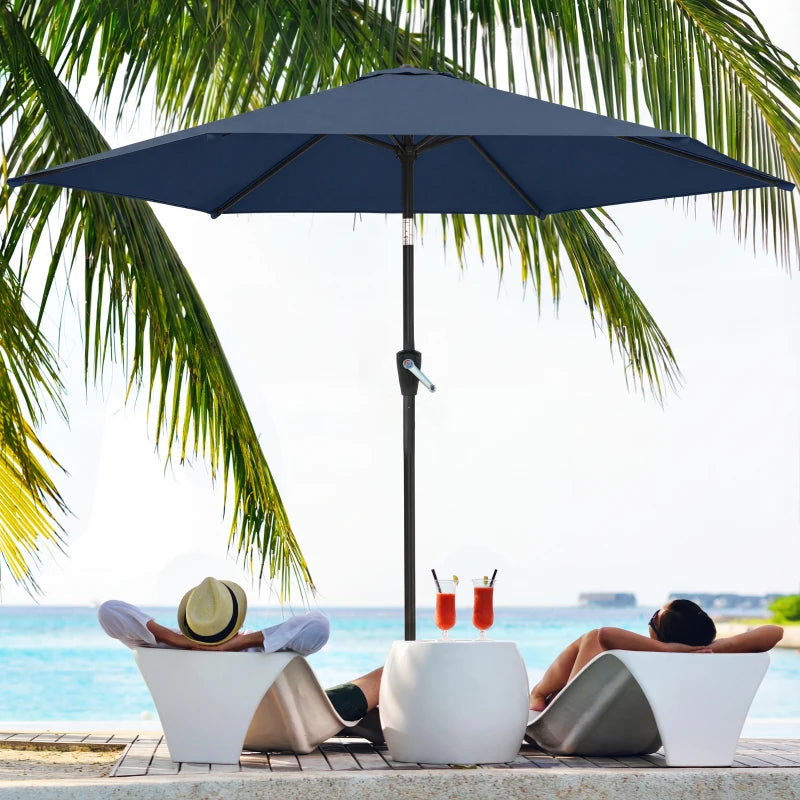 9FT Patio Umbrella, Outdoor Table Patio Umbrellith Tilt, Crank, 6 Ribs, UV Protection for Garden, Lawn, Deck, Backyard
