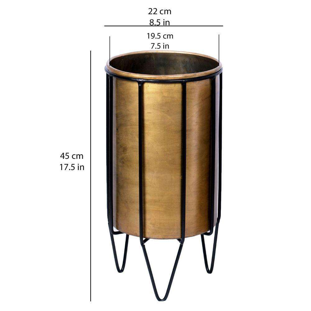 Neva - Brass Planter With Black Stand 