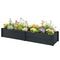 Vinyl Raised Garden Bed Kit, 6.5 x 2 x 1ft Elevated Garden Box with Divider and Open Bottom, Grey Wood Effect