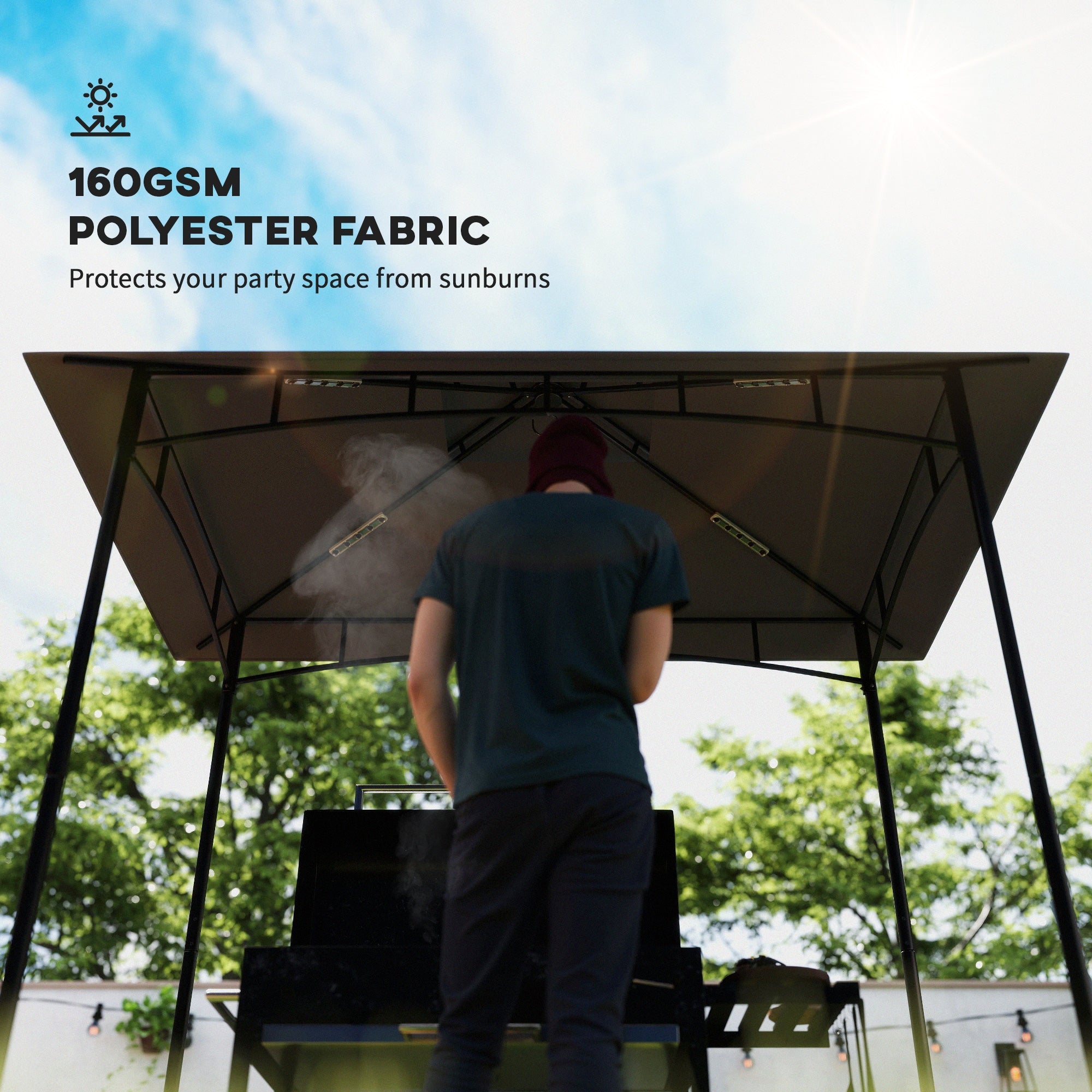 Outsunny BBQ Gazebo Canopy Replacement Roof, 5' x 8' Grill Gazebo Roof with UPF50+ Double Tiered Top Cover, Dark Grey 