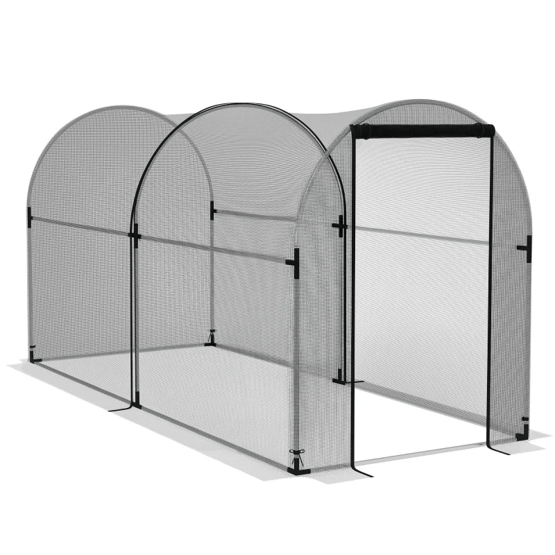 9.8' x 3.9' Crop Cage with Zipper Roll-Up Door, Mesh Plant Protection Tent from Animals with Galvanised Steel Frame