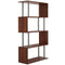 5-Tiers Geometric Wooden Bookcase S-Shaped Storage Bookshelf Display with Metal Frame for Living Room, Bedroom, Home Office, Walnut