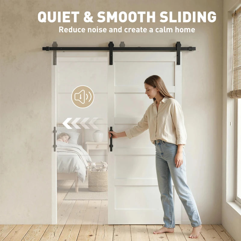 HOMCOM 36" x 84" Shaker Style Sliding Barn Door with Hardware Kit, Handle & Quiet Track System – White Wood Grain