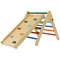 Qaba Pikler Triangle Set, 3 in 1 Climbing Toys with Ramp for Toddlers, Nature Wood