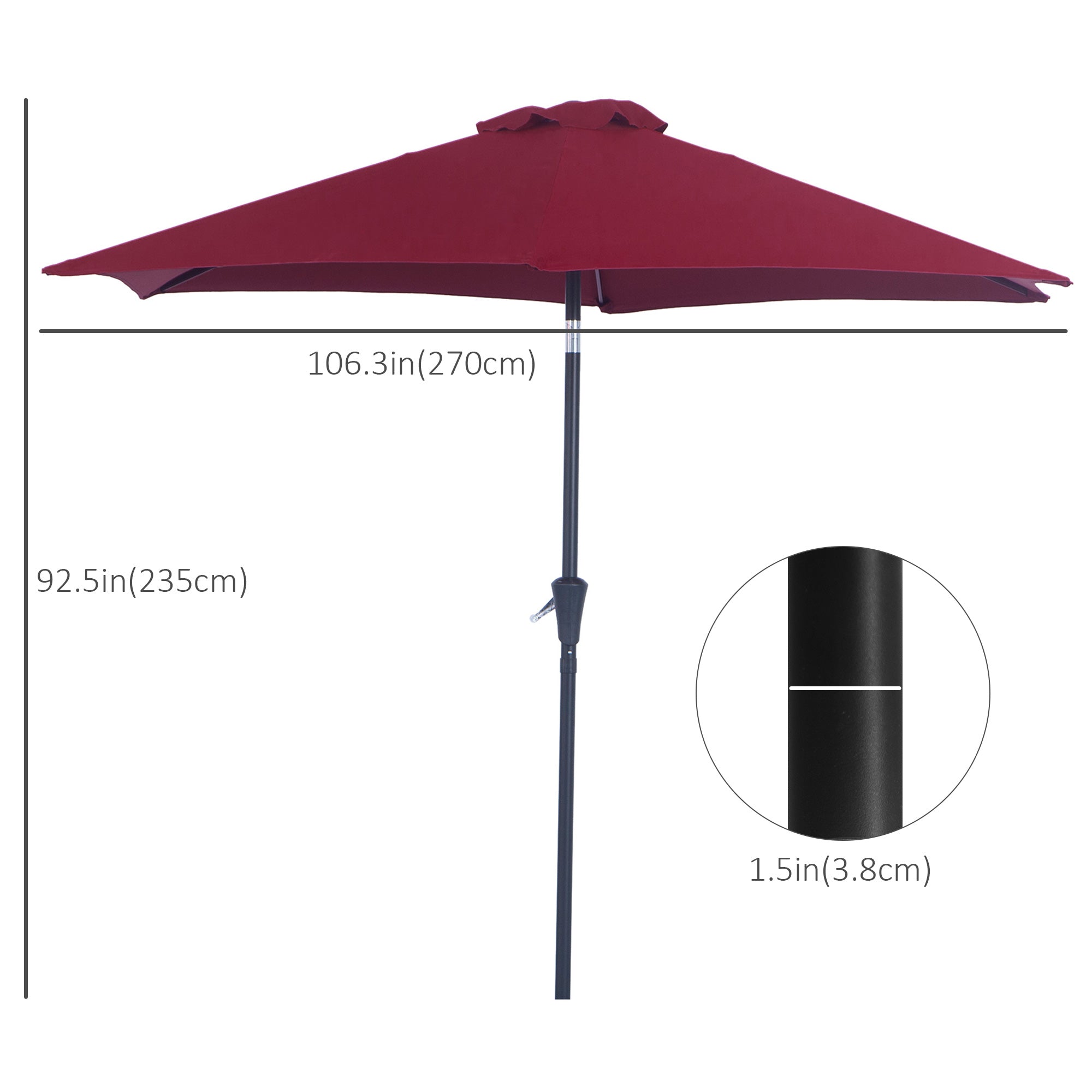 Outsunny Market Patio Sun Umbrella Outdoor Parasol Sunshade Tilt Mechanism Air Vent w/ Crank 