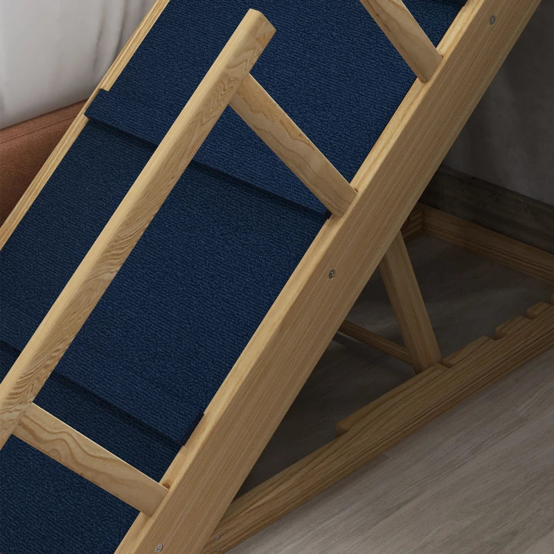 Adjustable Dog Stairs Foldable Dog Steps with Non-slip Mat for Small to Large Dogs for High Bed Sofa Couch