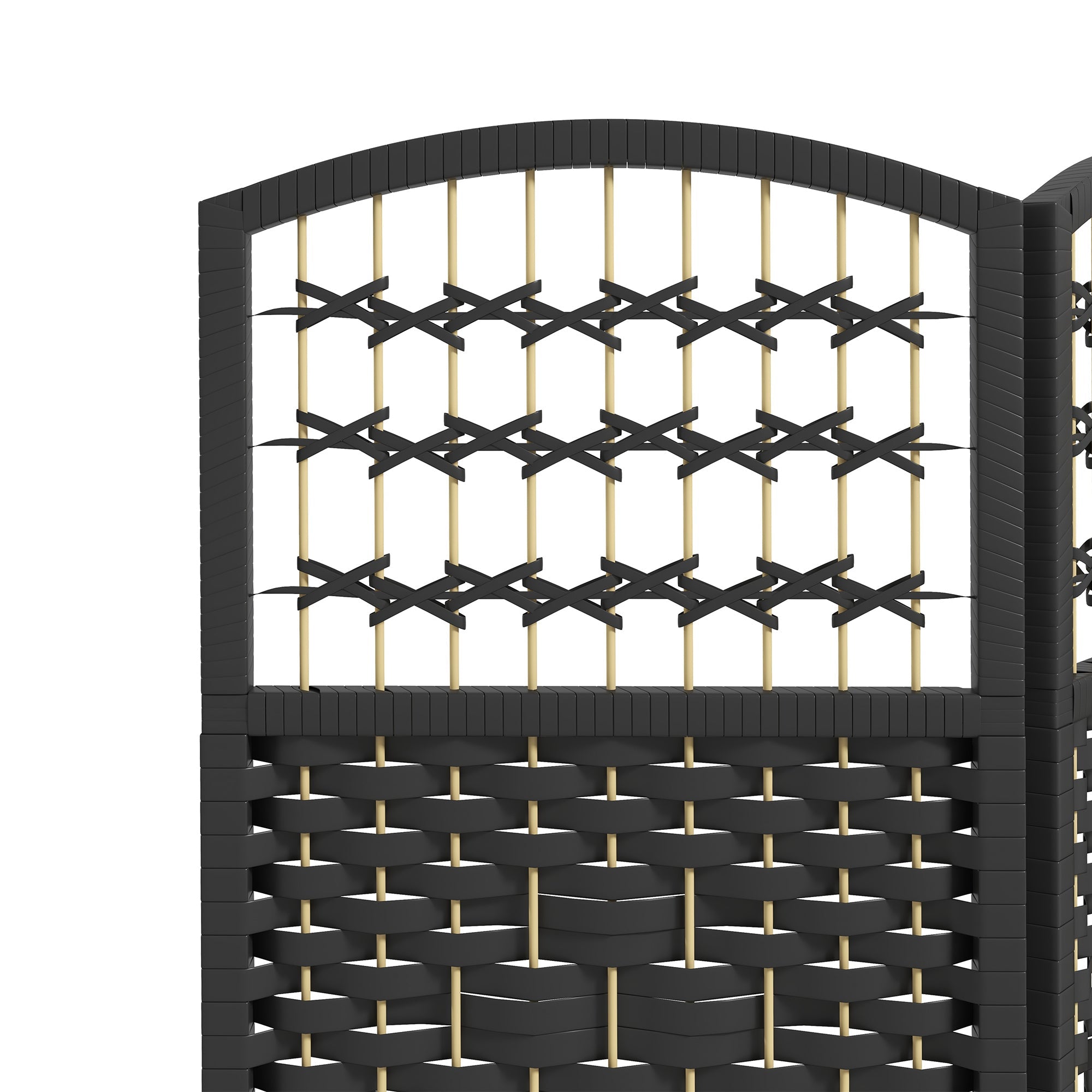 HOMCOM Stylish Wave Room Divider Screen: 6-Panel Folding Fiber Privacy Partition for Home & Office, Black 