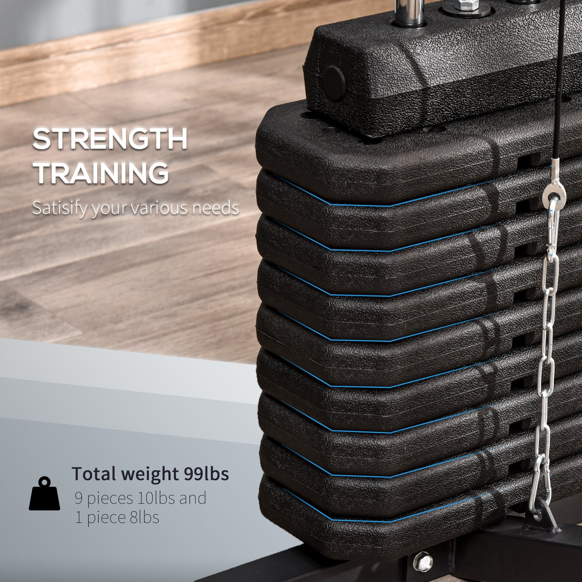 Soozier Multifunction Home Power Exercise Gym System Weight Training Exercise Workout Station Fitness Strength Machine for Whole Body 