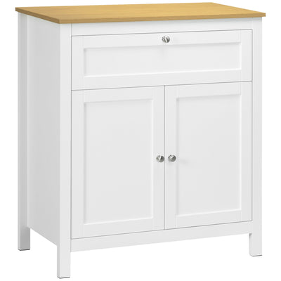 HOMCOM Chic White Buffet Sideboard: Table with Drawer, Double Doors & Adjustable Shelf for Living Rooms & Entryways 