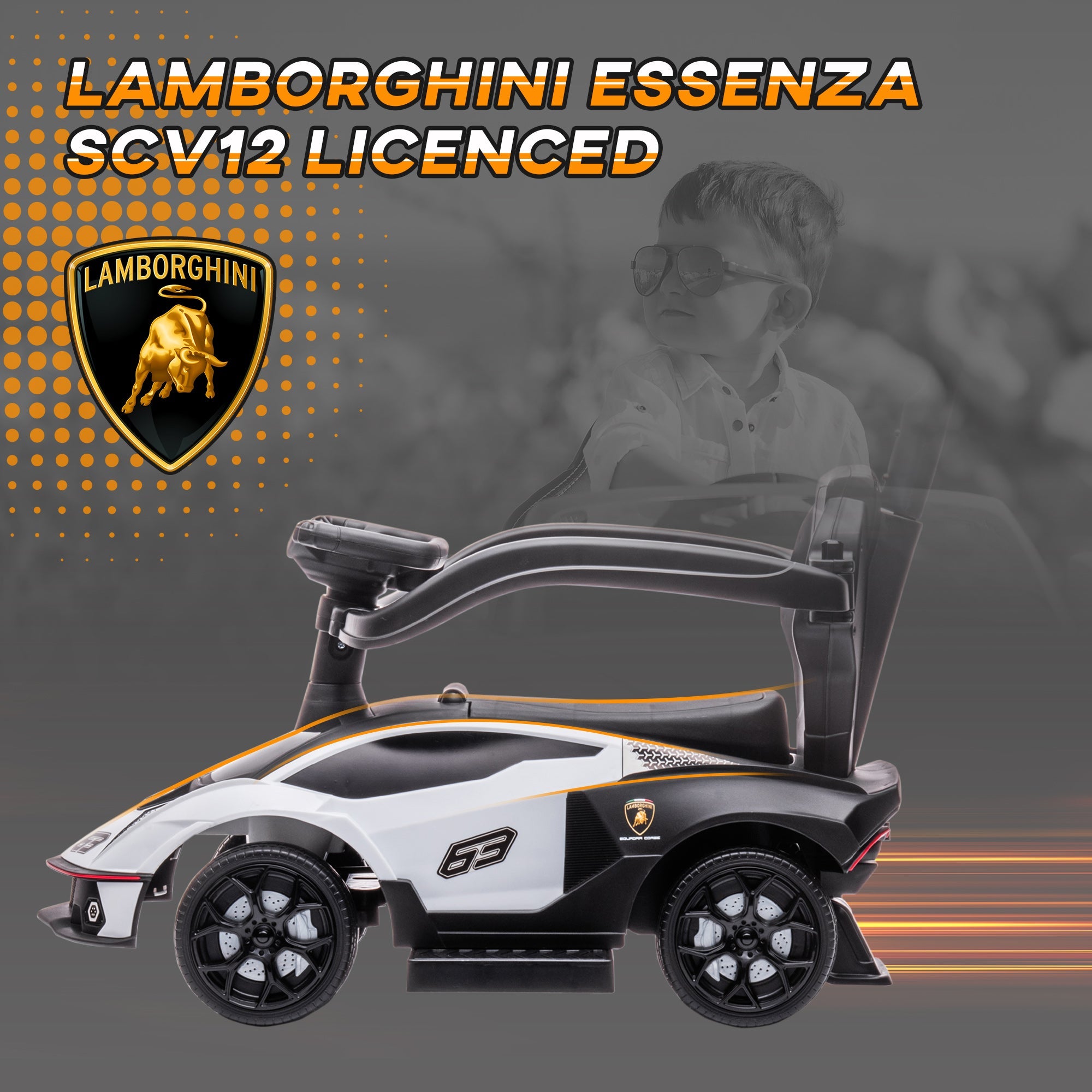 Aosom Essenza SCV12 Toddler's Delight: Licensed 2-in-1 Ride-On Push Car with Horn, Engine Sound, Steering Wheel 