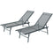 Outsunny 2 Pieces Folding Outdoor Lounge Chairs, Reclining Chaise Lounge Tanning Chair w/ Adjustable Back, Mesh Seat, Light Grey