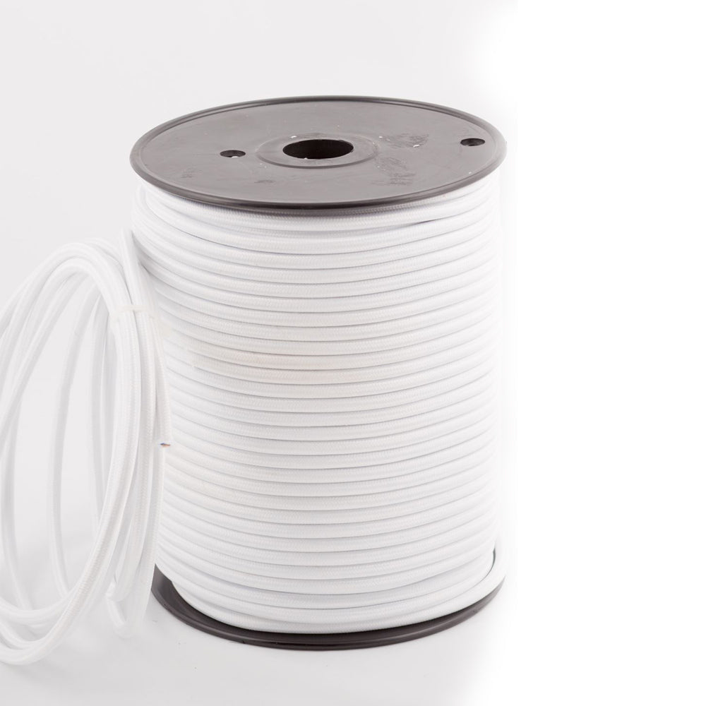 3-Core Electric Round Cable with White Color fabric finish~2127