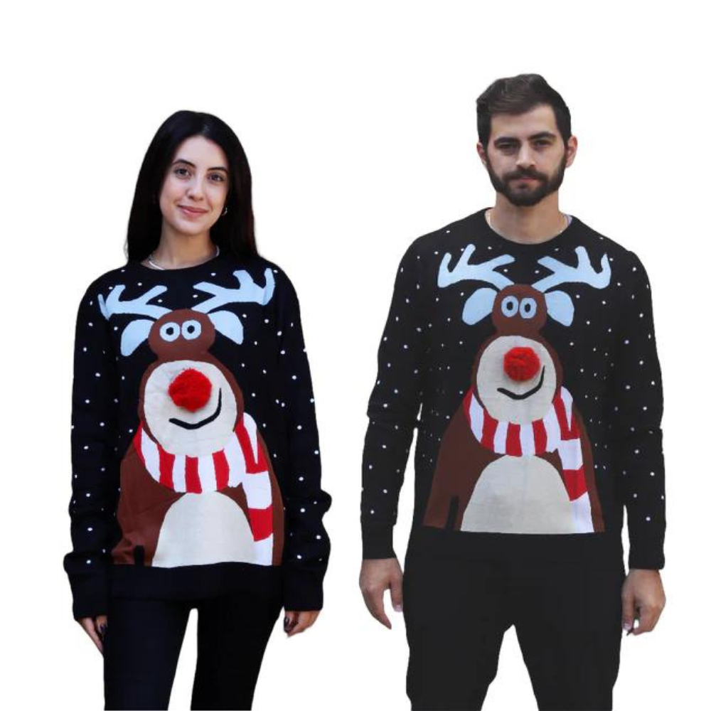 Couple - Nosy Reindeer Christmas Sweater 