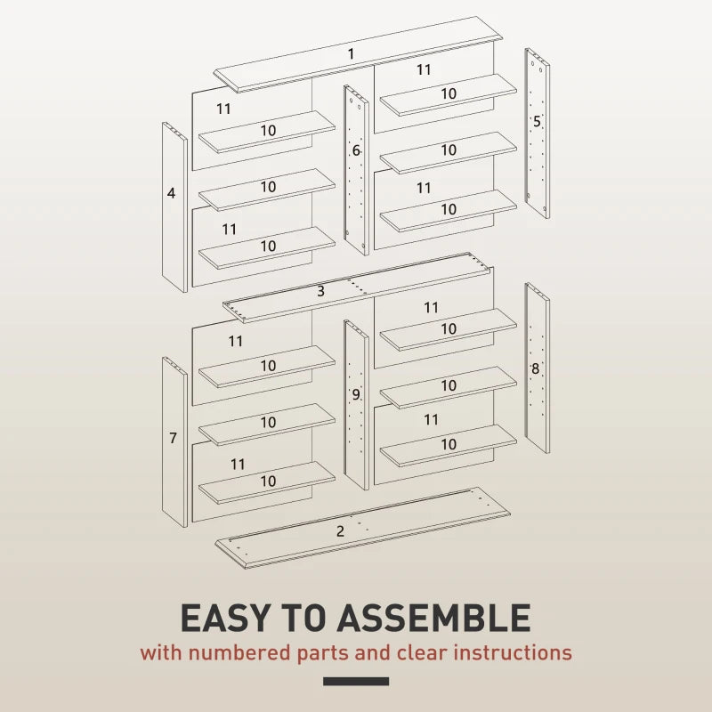 8-Tier DVD Shelf with 12 Adjustable Shelves, Double CD Shelf, Holds 720 CDs, 396 DVDs or 396 Blu-rays, Natural Wood