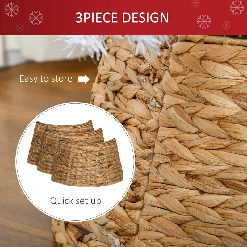 HOMCOM 24" Hyacinth Christmas Tree Base Cover – Hand-Woven Natural Tree Collar for Holiday Home Decor 