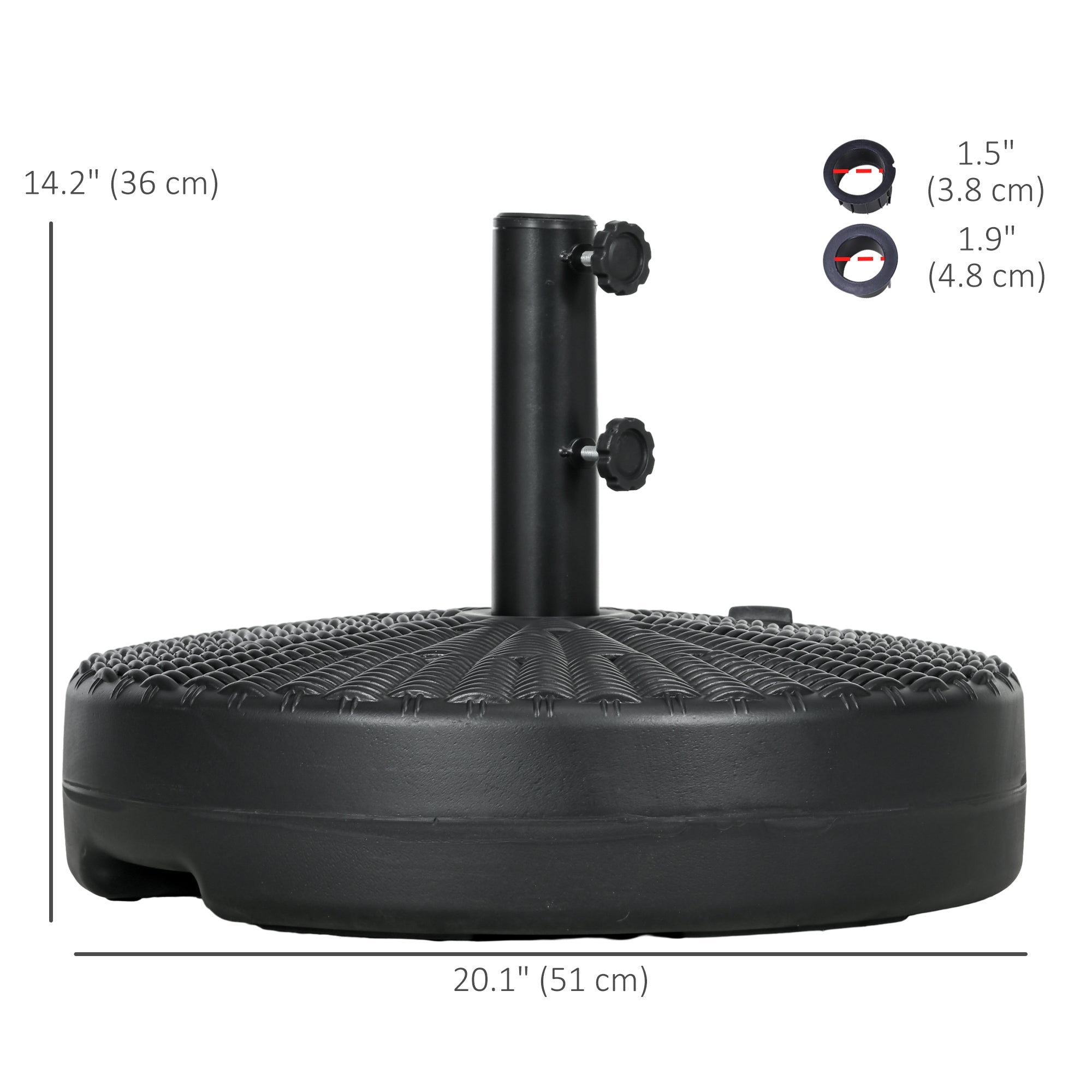 Outsunny Sturdy Stability: Round Umbrella Base Heavy Duty Fillable Stand for Patio Outdoor Steel Pole Holder, Black Finish 