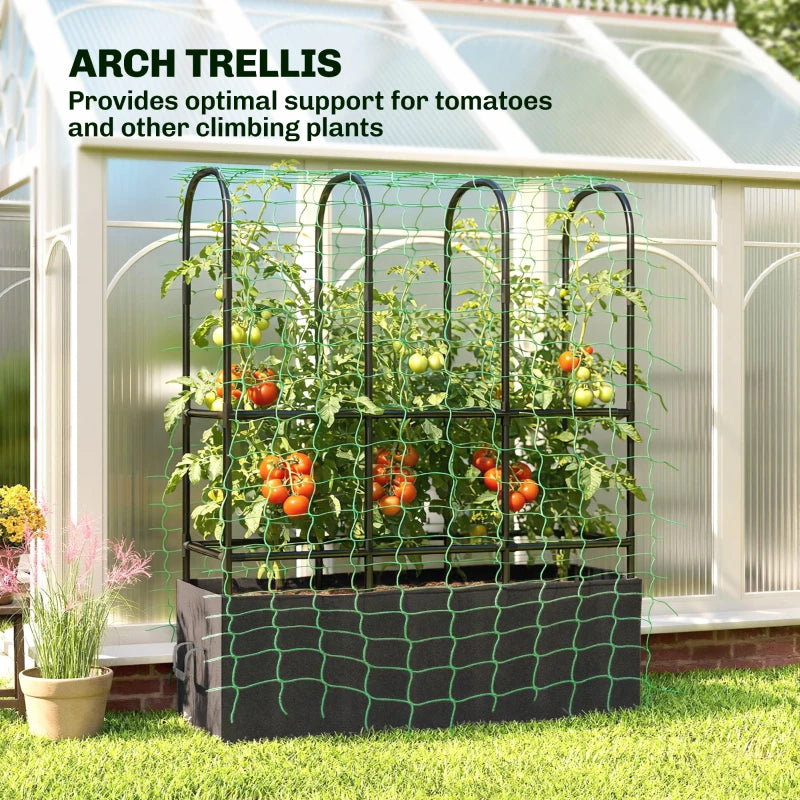 Raised Garden Bed with Trellis, Tomato Cage with 52.8 Gal Grow Bag, Garden Cucumber Trellis Plant Cage