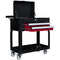 HOMCOM Tool Cart on Wheels Service Cart with 2 Drawers Tray Lockable Flip Top Storage for Garage Warehouse Workshop Black