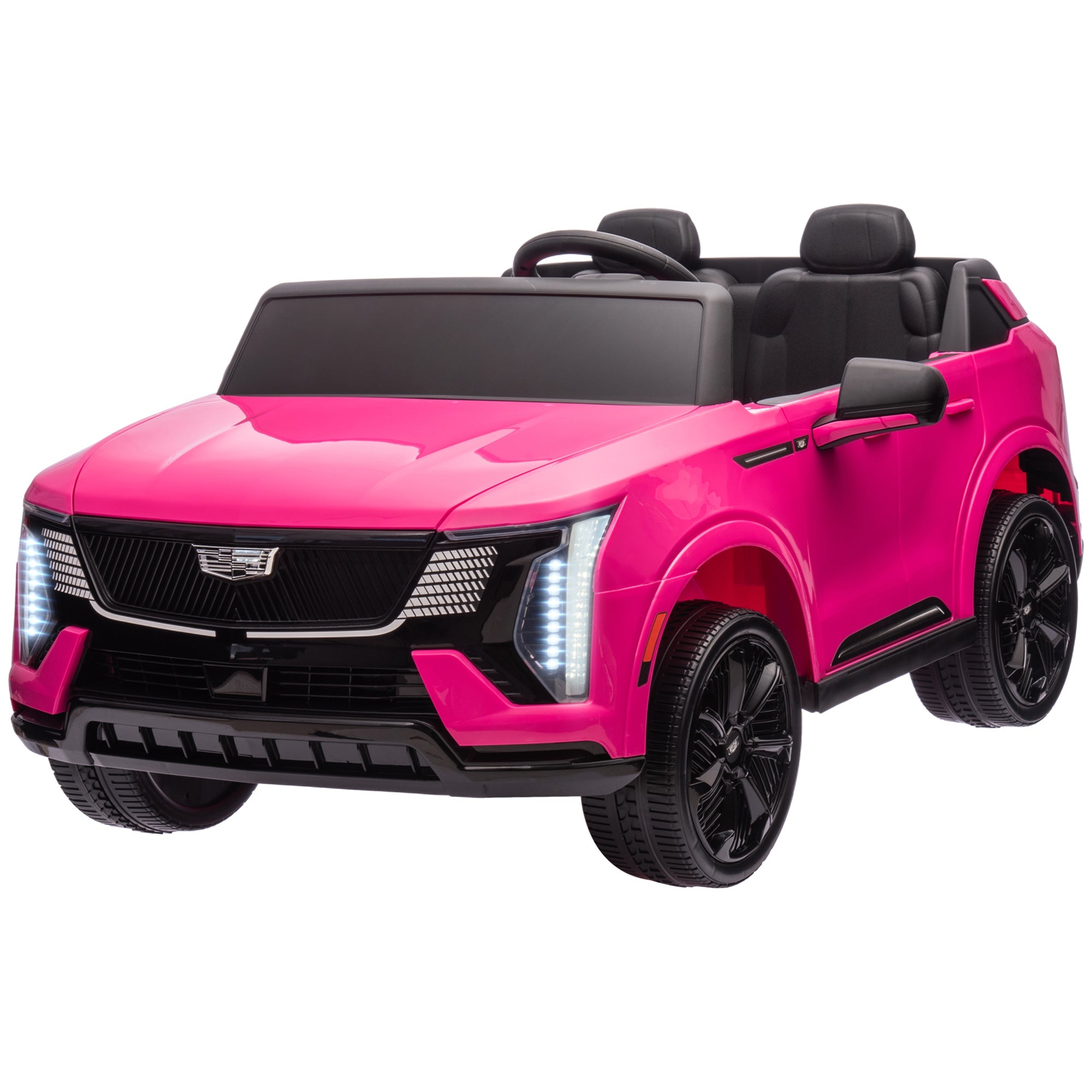 Qaba 2-Seater Ride on Truck, 12V Cadillac Escalade Licensed Kids Electric Car with Remote , Spring Suspension, Pink 