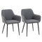 HOMCOM Dining Chairs Set of 2 Linen Upholstery Accent Chair Back Armrest Metal Legs Comfortable Dark Grey