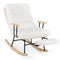 Nursery Rocking Chair Teddy Velvet Upholstered Rocking Chair-White