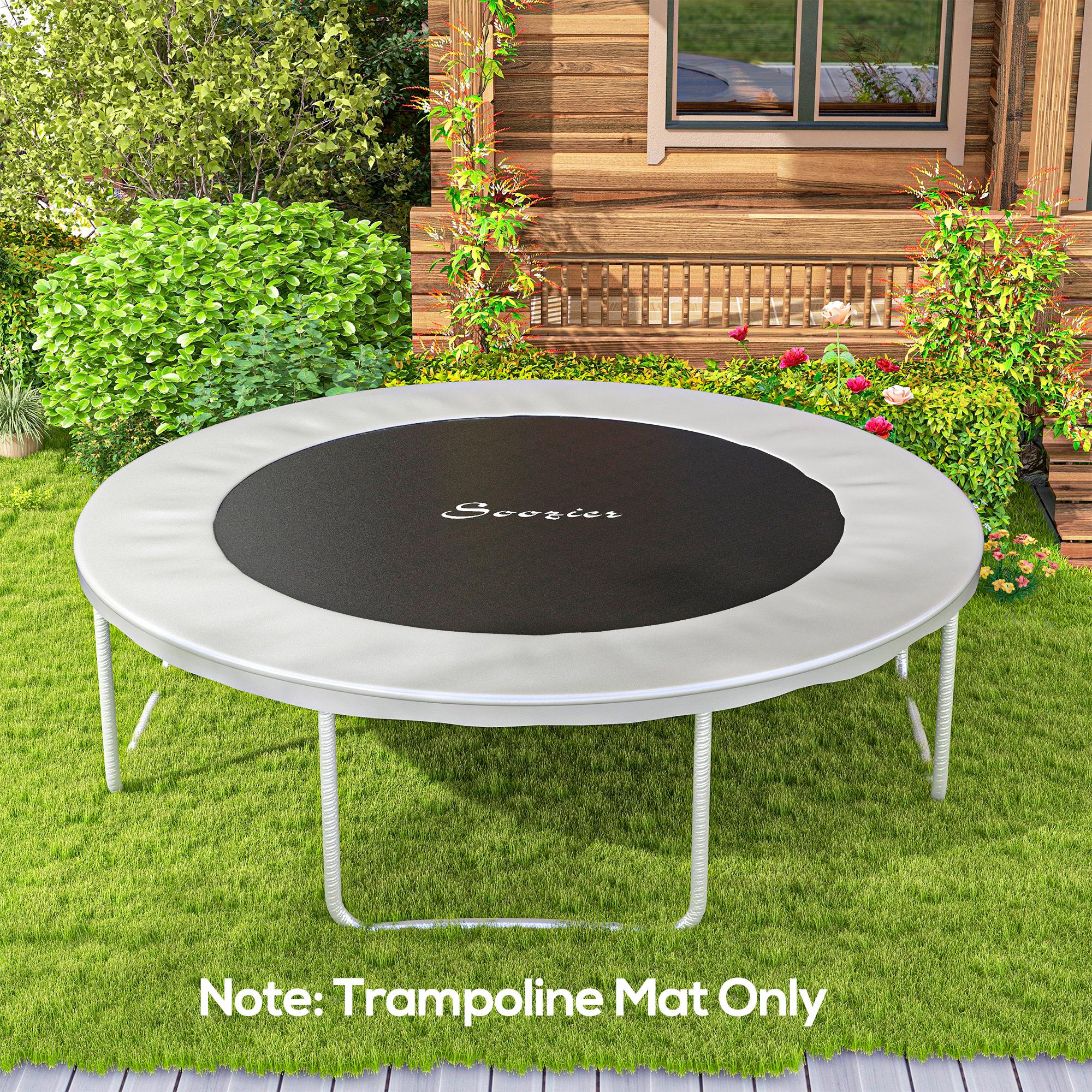 Soozier Trampoline Replacement Mat, Fits 14' Trampoline w/ 80 V-Hooks & 5.5" Springs (Spring & Frame not Included), Black 
