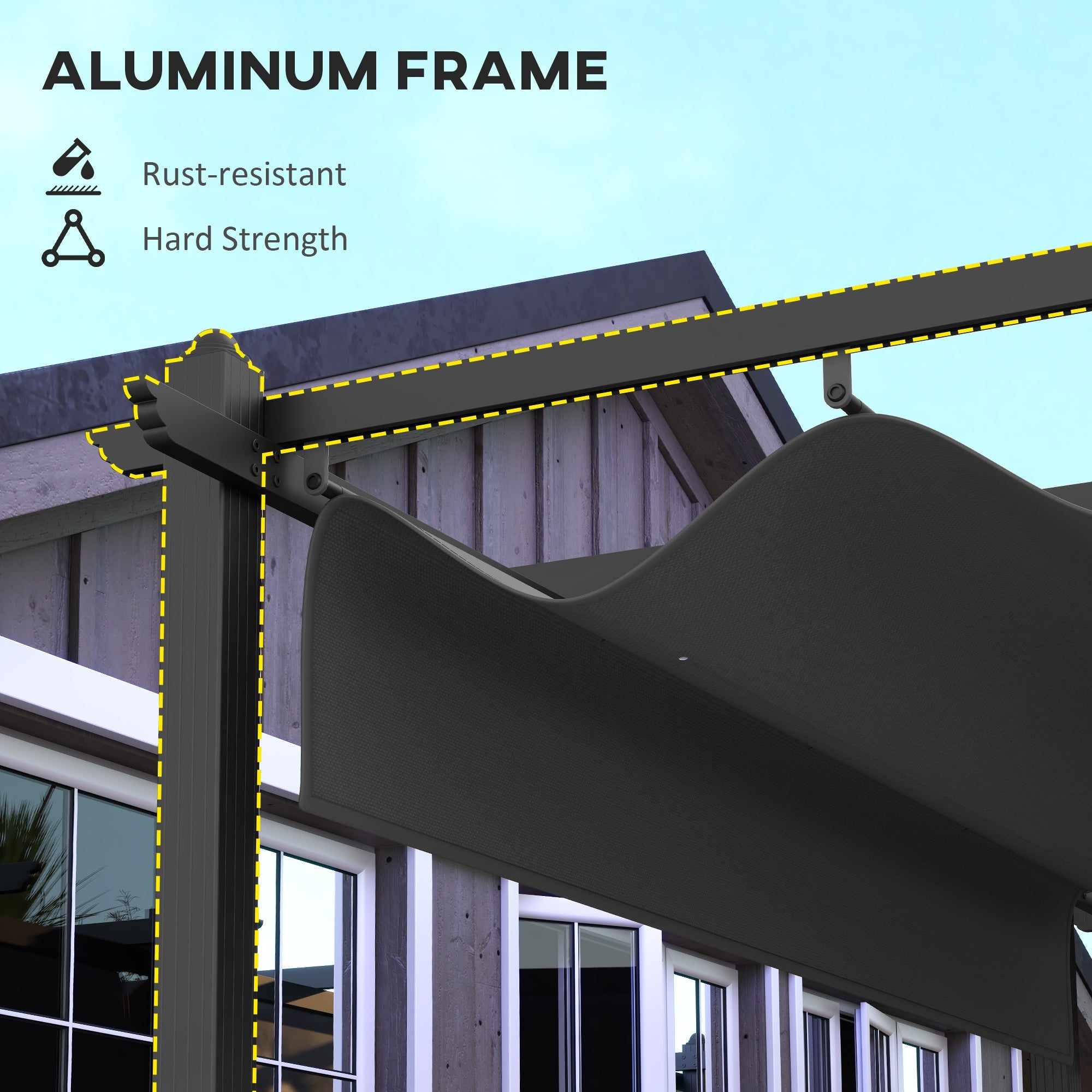 Outsunny Aluminum Retractable Pergola 11.7'x19.6' for Patio Garden Deck Grill Shade Canopy 