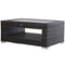 Outsunny Rattan Patio Coffee Table 2-Tier Outdoor Side Table with Tempered Glass Top Storage Wicker Garden Tea Desk